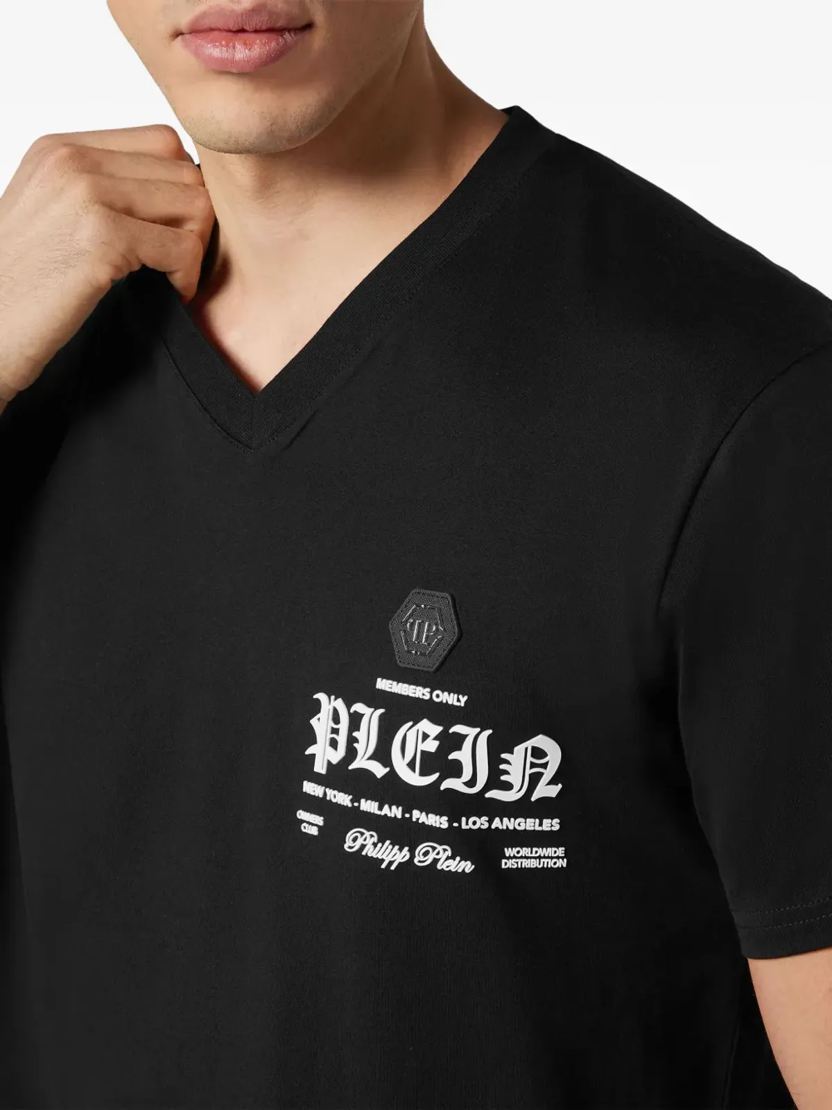 Philipp Plein ロゴプリント Vネック Tシャツ - 画像5