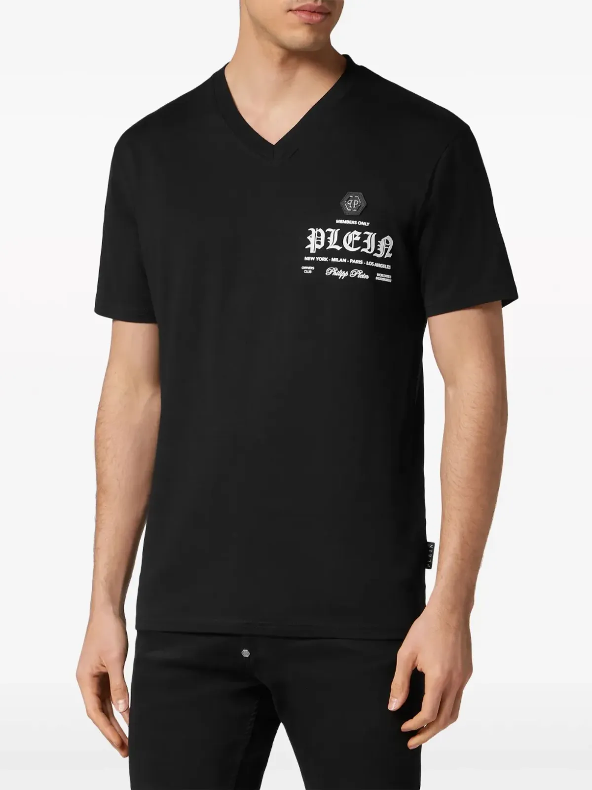 Philipp Plein ロゴプリント Vネック Tシャツ - 画像3
