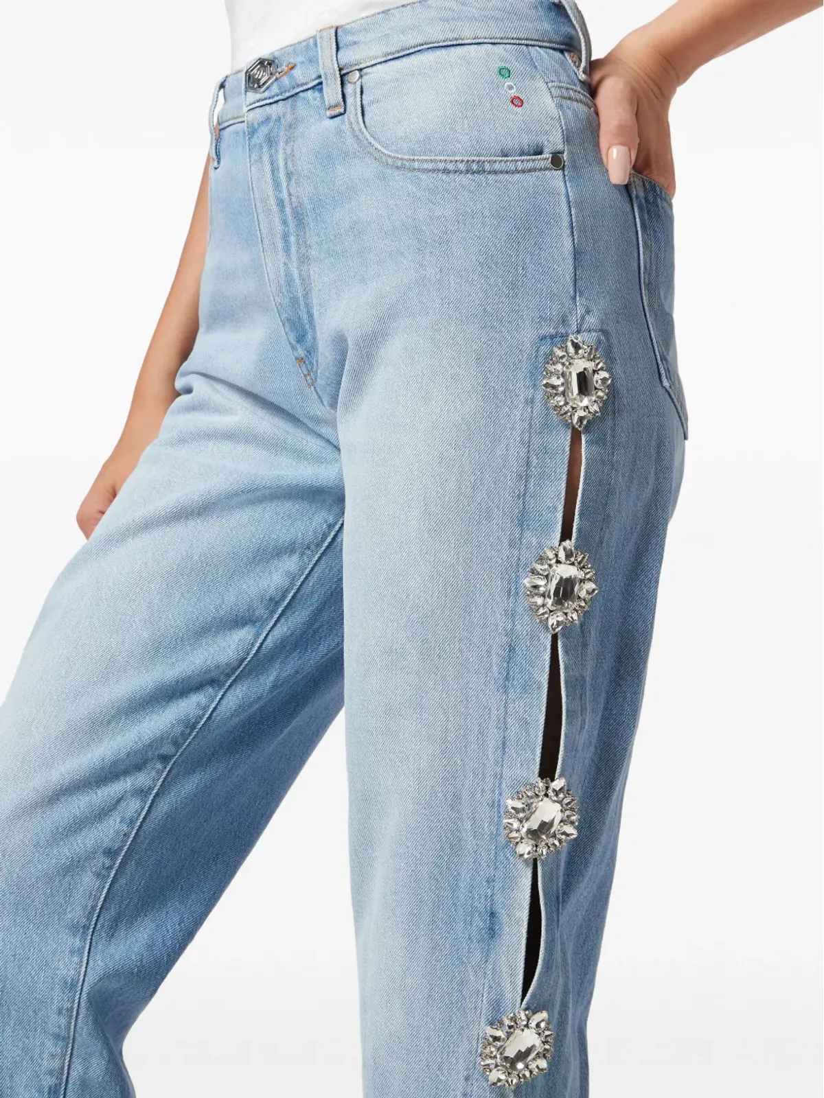 Philipp Plein ブローチディテール カットアウト デニム ジーンズ - 画像5