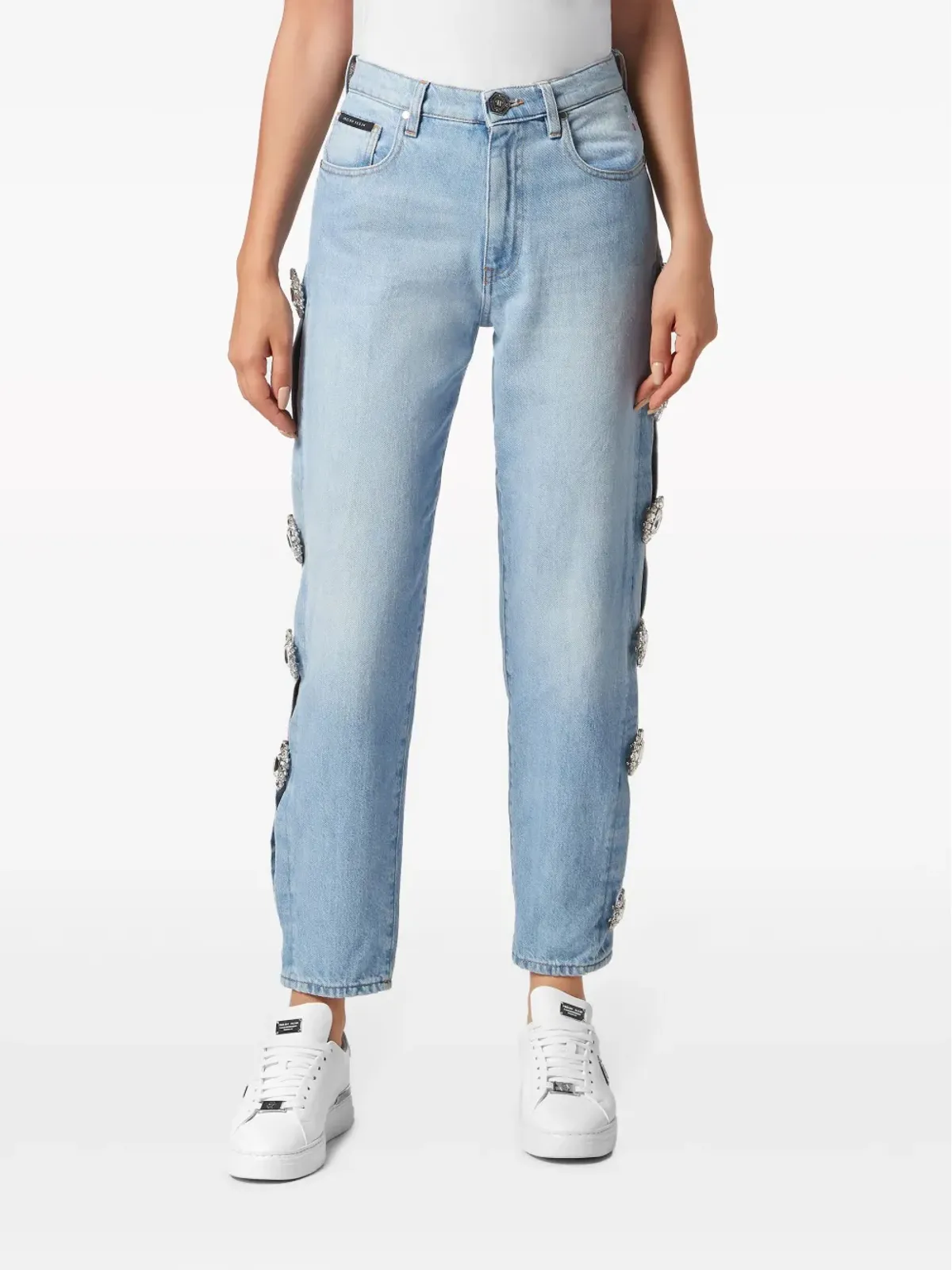 Philipp Plein ブローチディテール カットアウト デニム ジーンズ - 画像3