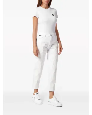 Philipp Plein ハートパッチ付きクロップドジーンズ - ホワイト - サムネイル2