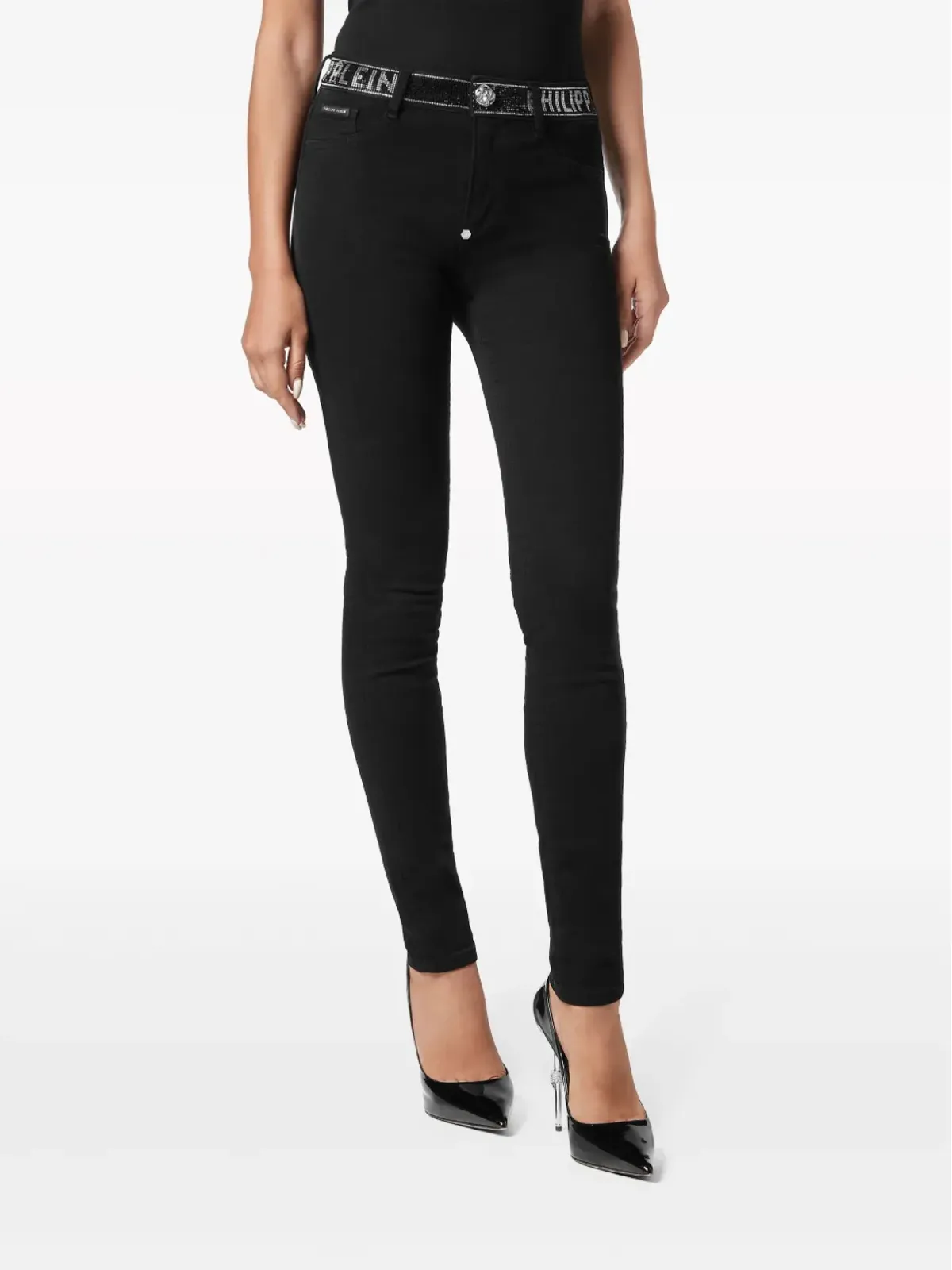 PHILIPP PLEIN Strass ストレッチデニム レギンス - ブラック - 画像3