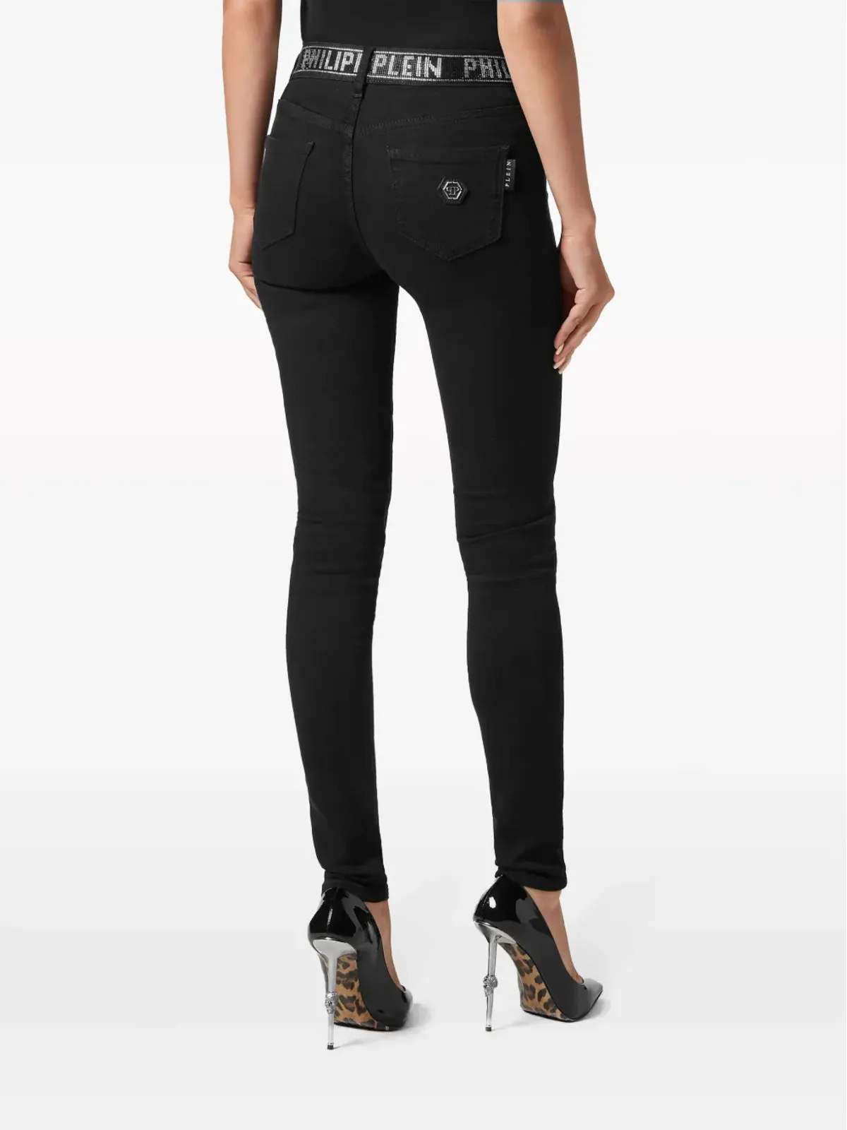 PHILIPP PLEIN Strass ストレッチデニム レギンス - ブラック - 画像4