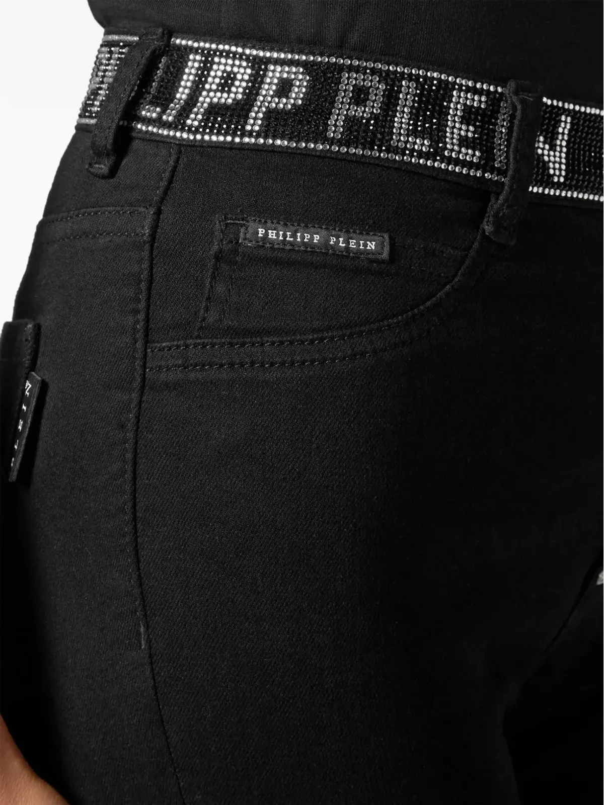 Philipp Plein クリスタル装飾 ハイウェスト ジーンズ - ブラック - 画像5