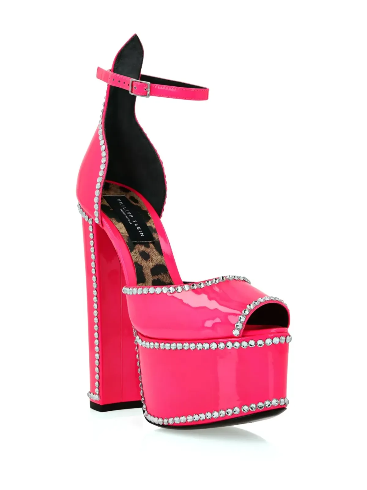 Philipp Plein クリスタル装飾 レザー パンプス ピンク - 画像2