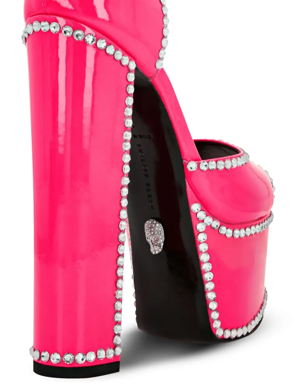 Philipp Plein クリスタル装飾 レザー パンプス ピンク - 画像4