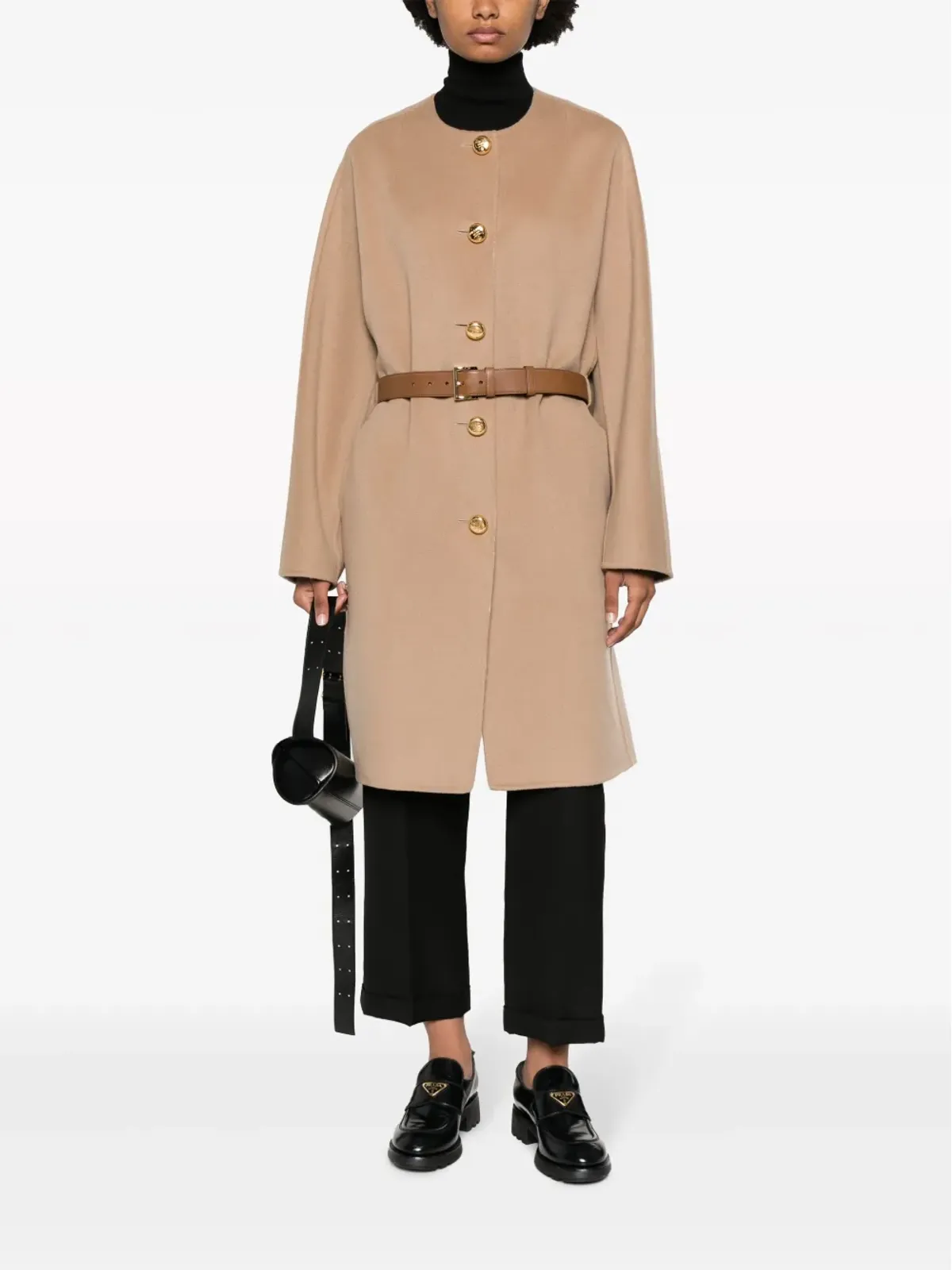 Prada シングルブレスト ベルト付き コート - 画像2