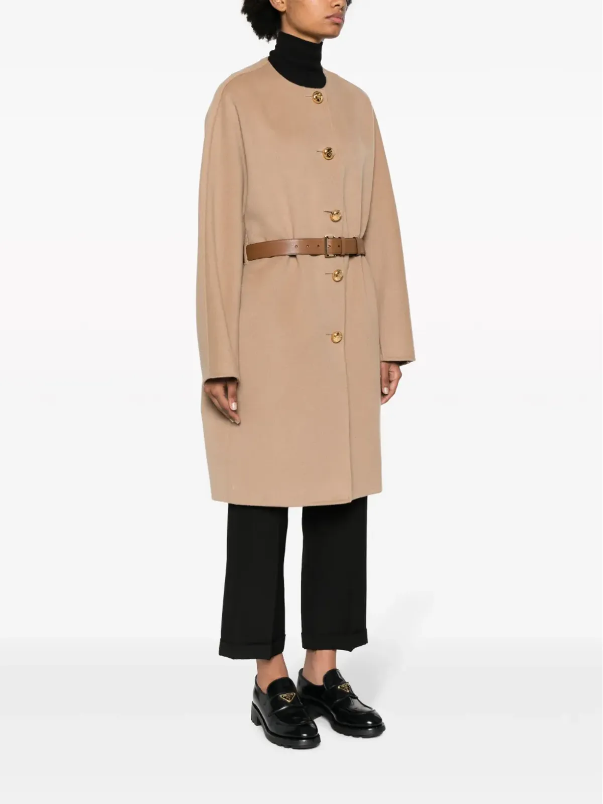 Prada シングルブレスト ベルト付き コート - 画像3