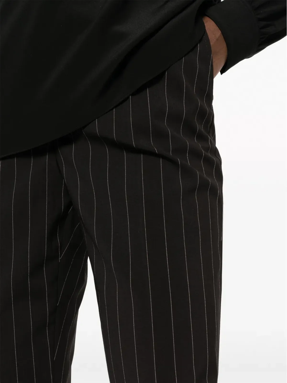 Dolce & Gabbana ストライプ柄ウール テーパードパンツ ブラウン - 画像5