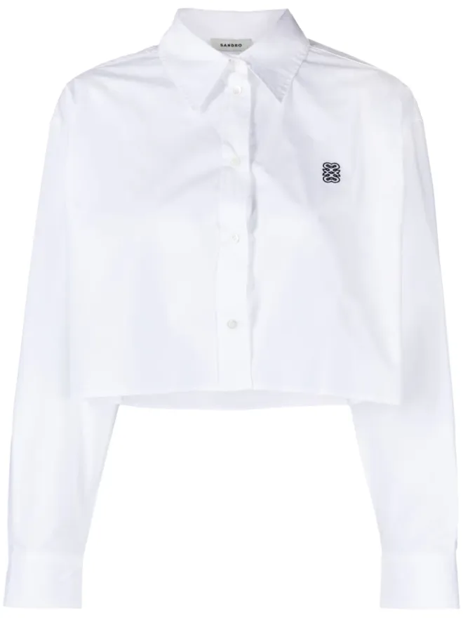 SANDRO SANDRO クロップドポプリンコットンシャツの商品画像