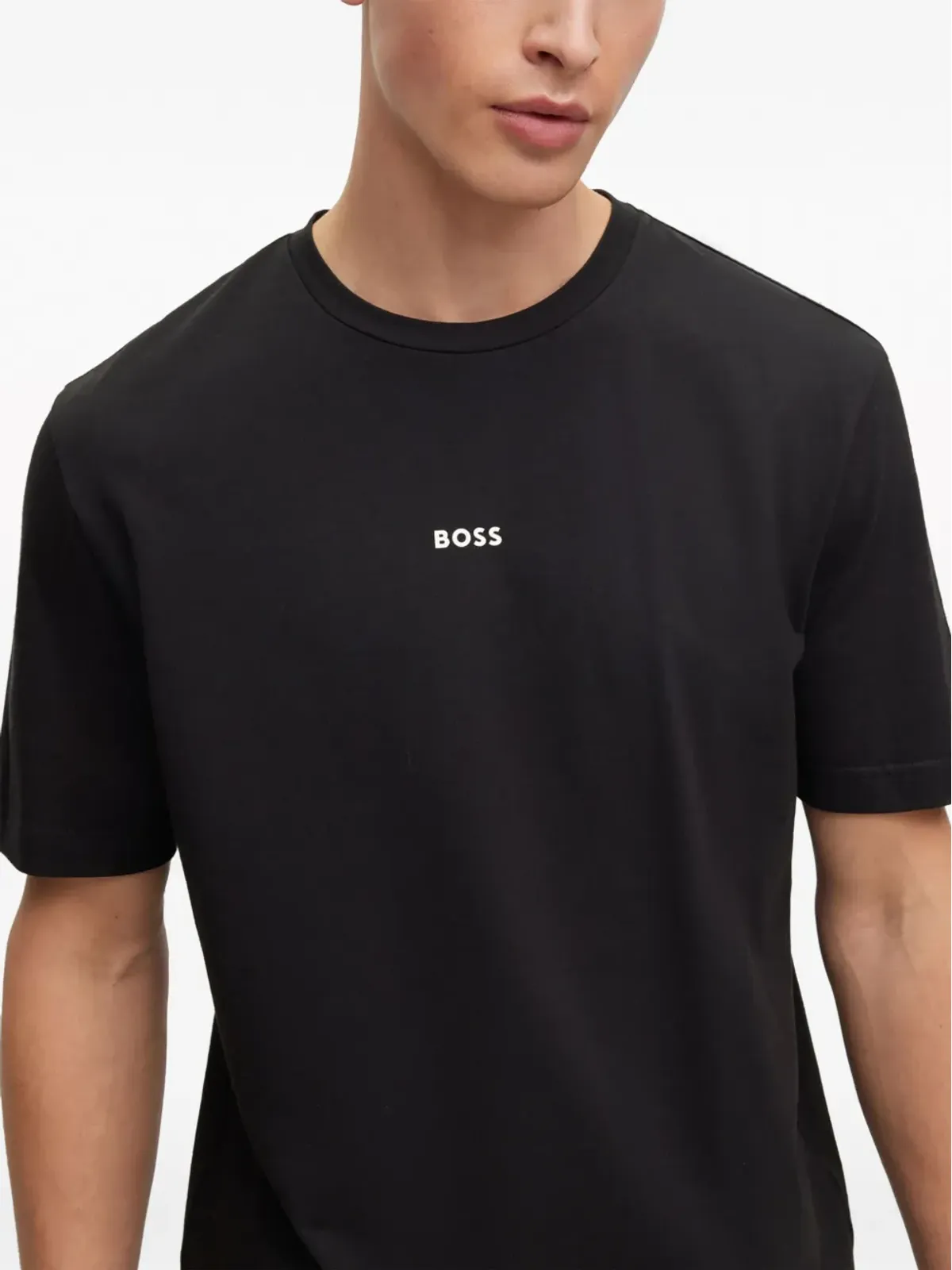 BOSS ロゴプリント クルーネック コットン Tシャツ - ブラック - 画像5