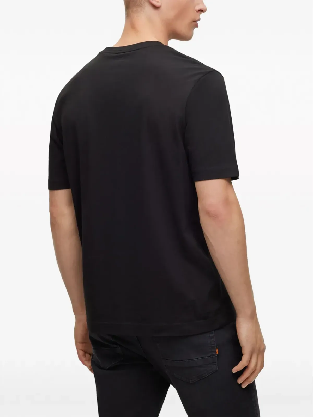 BOSS ロゴプリント クルーネック コットン Tシャツ - ブラック - 画像4