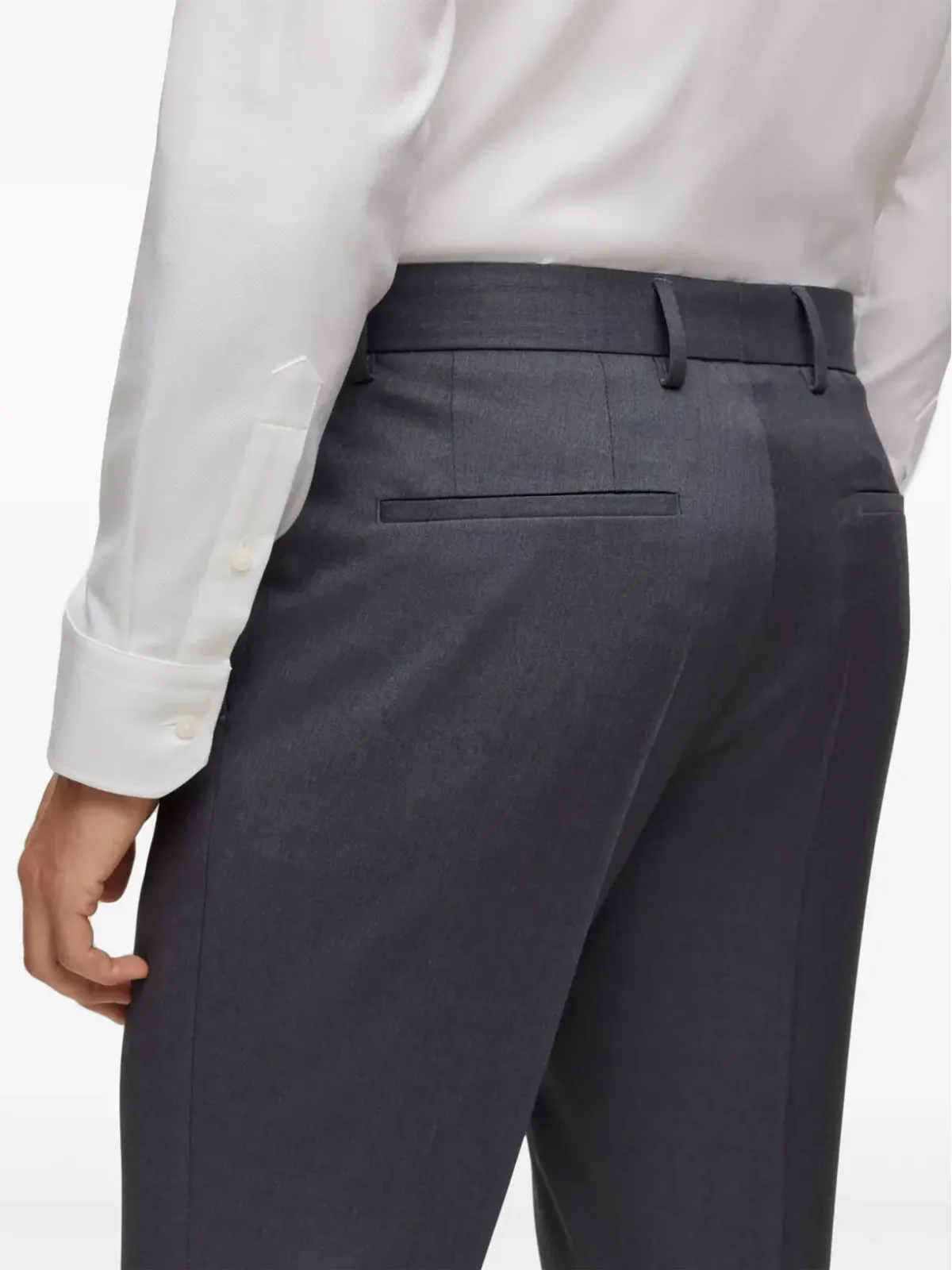 BOSS プレスド-クリース テーラードパンツ グレー - 画像5