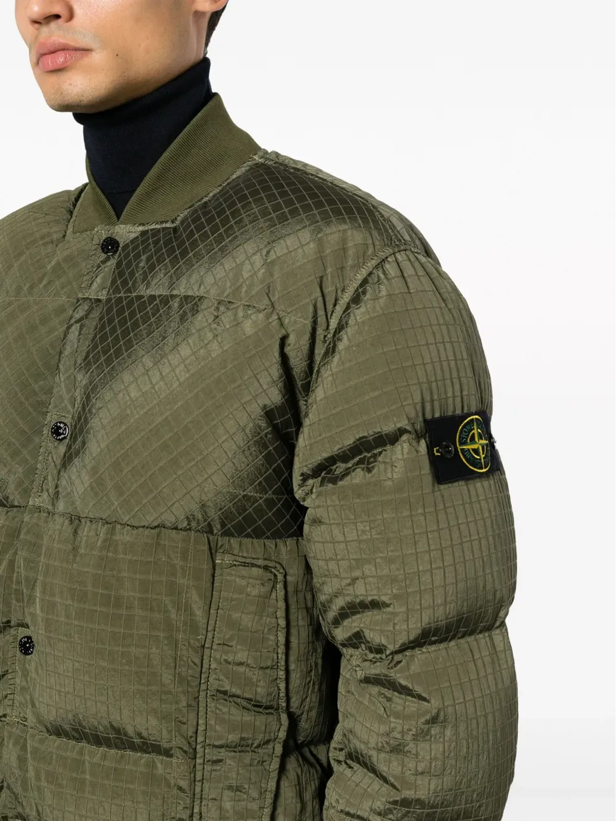 Stone Island コンパスモチーフ ダウンジャケット グリーン - 画像5