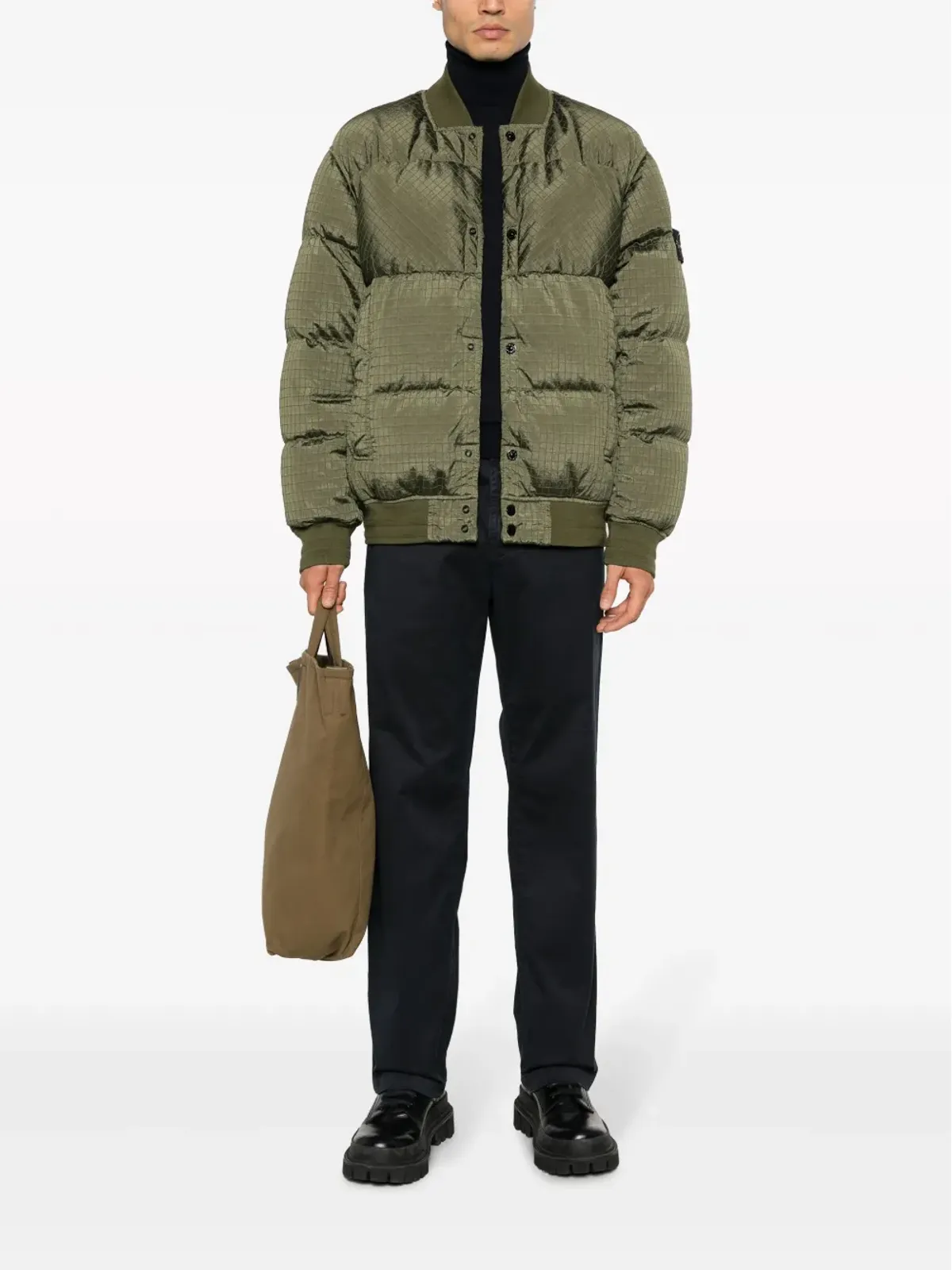 Stone Island コンパスモチーフ ダウンジャケット グリーン - 画像2