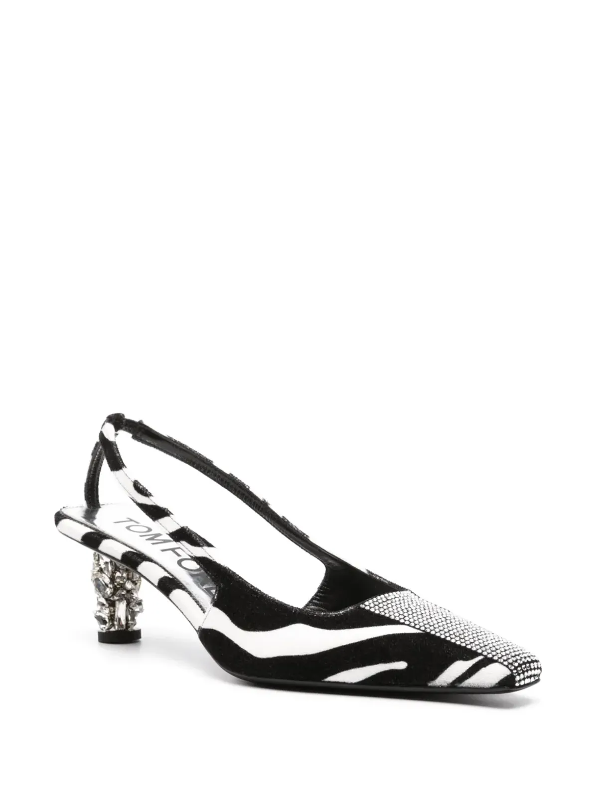 TOM FORD 70mm ゼブラ柄スリングバックパンプス - ブラック - 画像2
