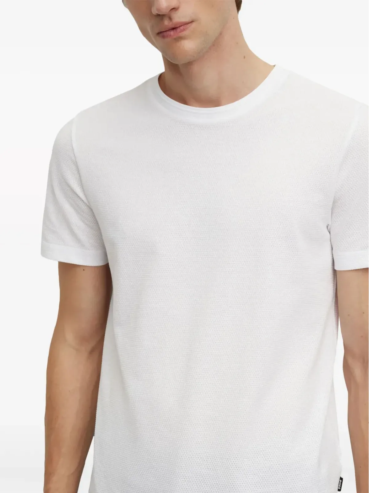 BOSS ロゴタグ バブルジャカード コットン Tシャツ - 画像5