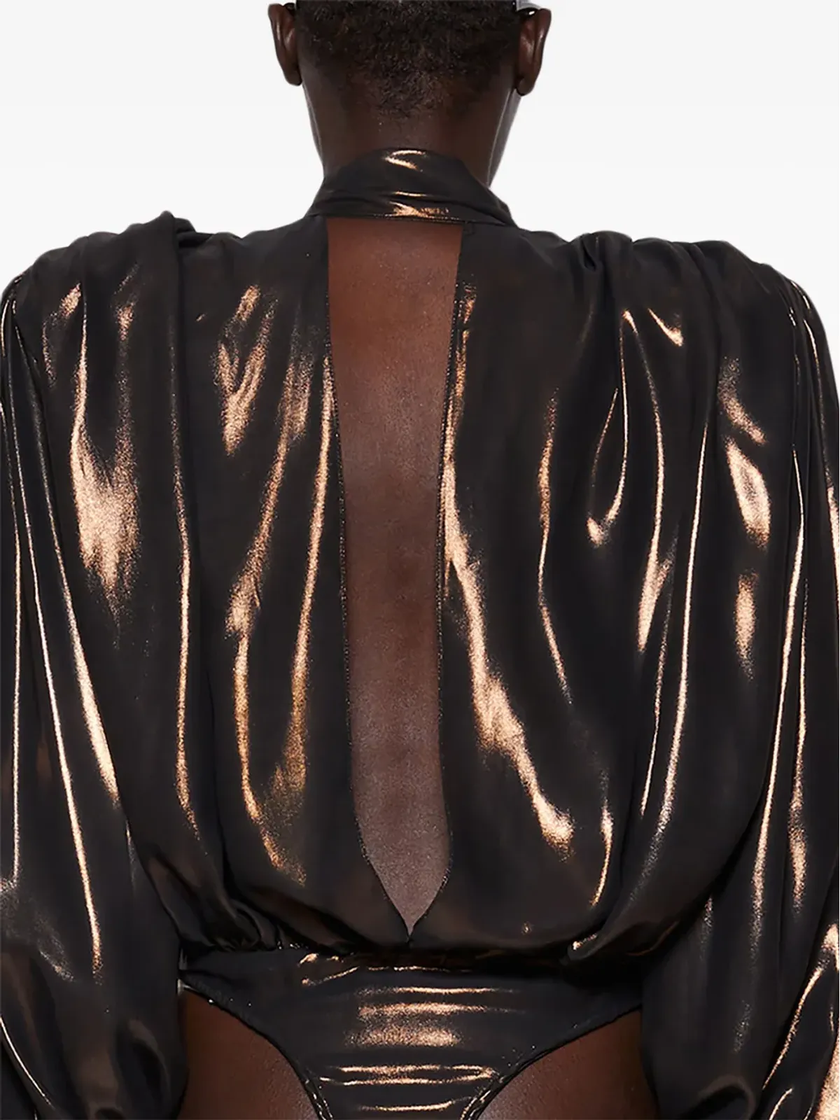 LaQuan Smith プッシーボウ付きドレープボディスーツ - 画像5