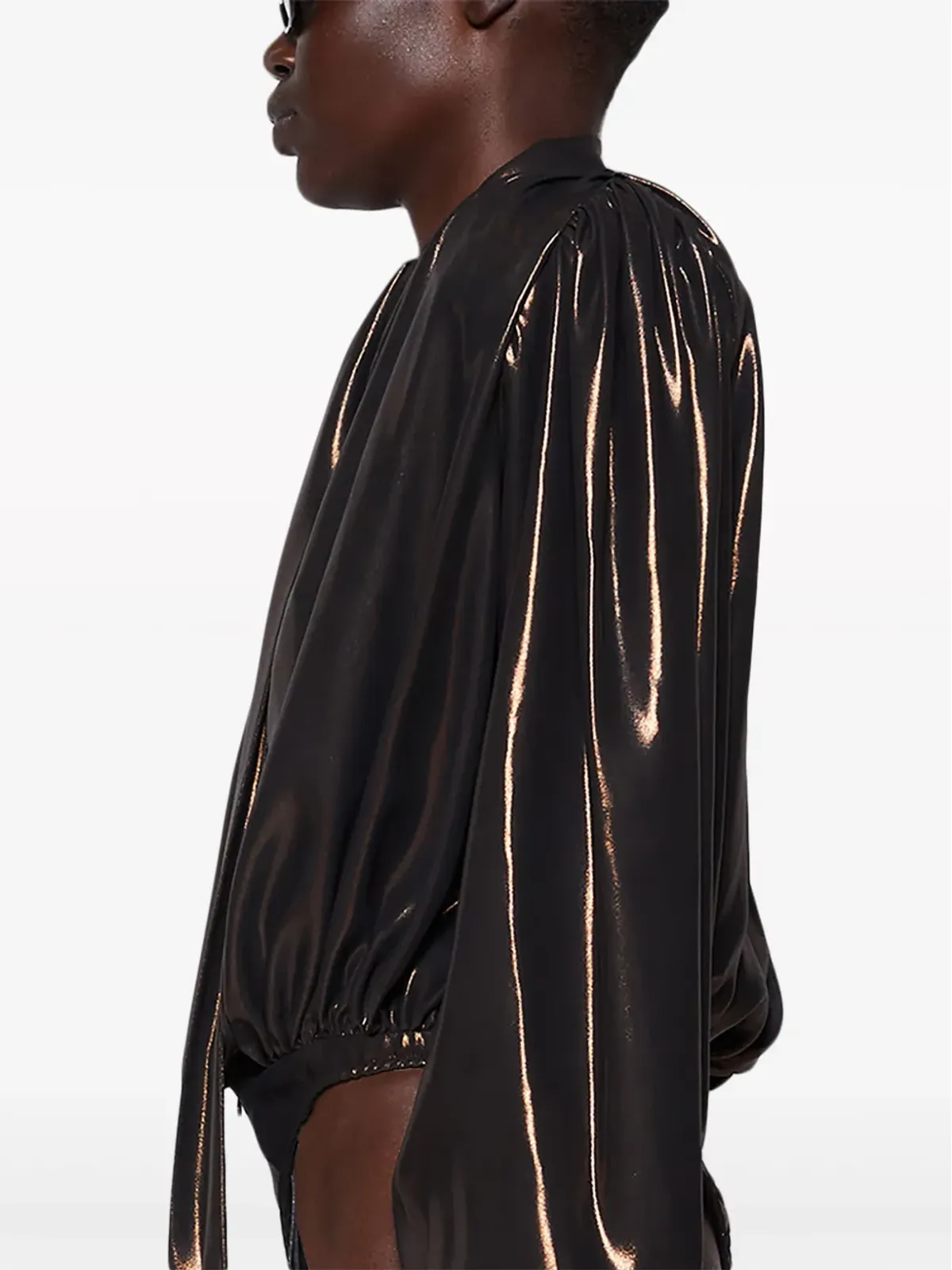 LaQuan Smith プッシーボウ付きドレープボディスーツ - 画像4