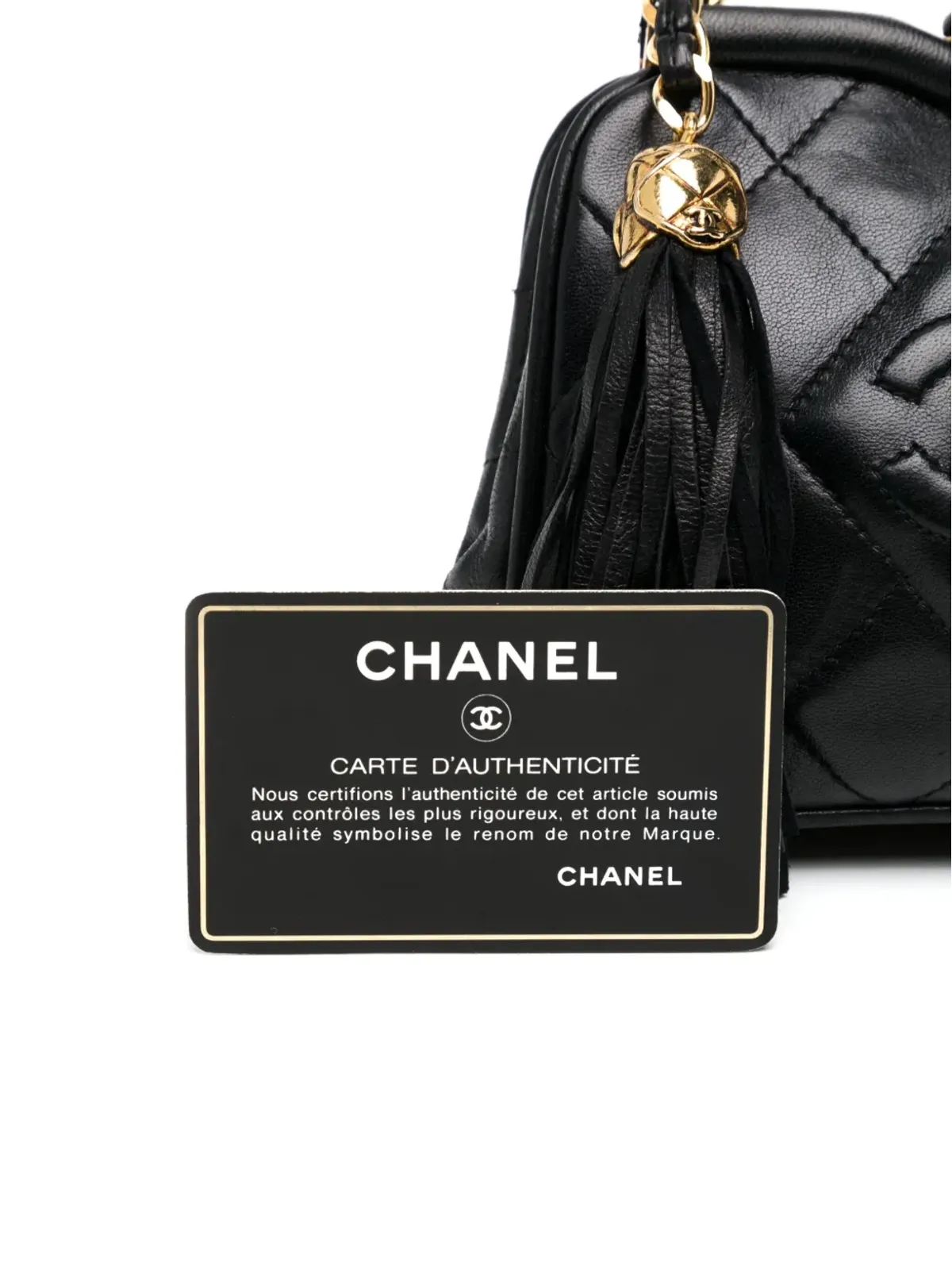 CHANEL ビンテージ CCダイヤモンドキルティング ベルトバッグ - ブラック - 画像5
