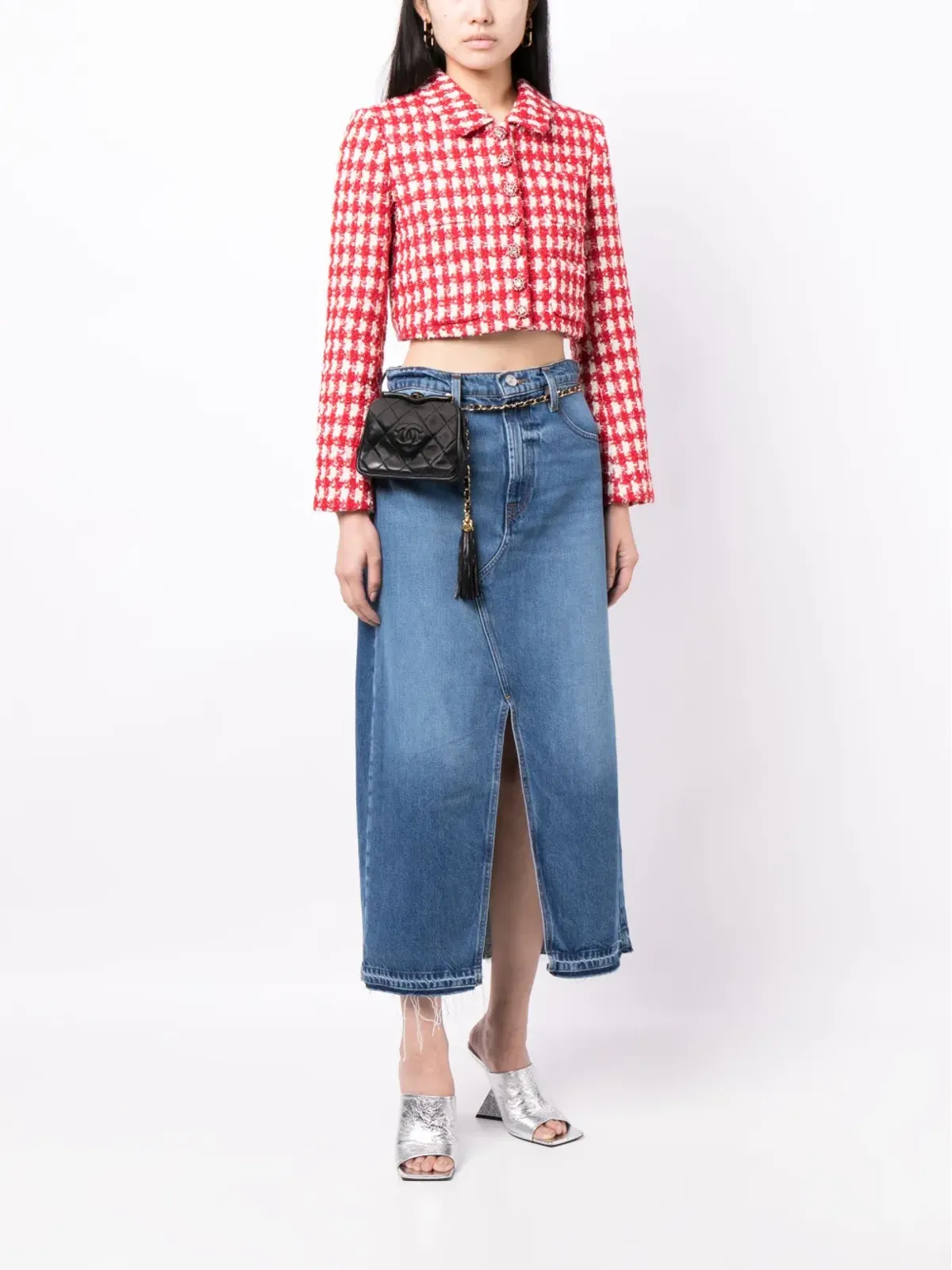 CHANEL ビンテージ CCダイヤモンドキルティング ベルトバッグ - ブラック - 画像2