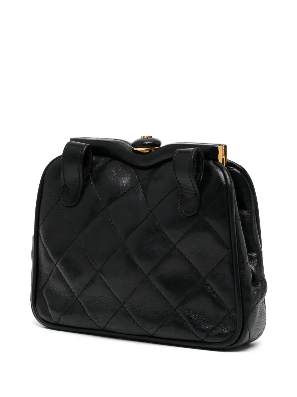 CHANEL ビンテージ CCダイヤモンドキルティング ベルトバッグ - ブラック - 画像3