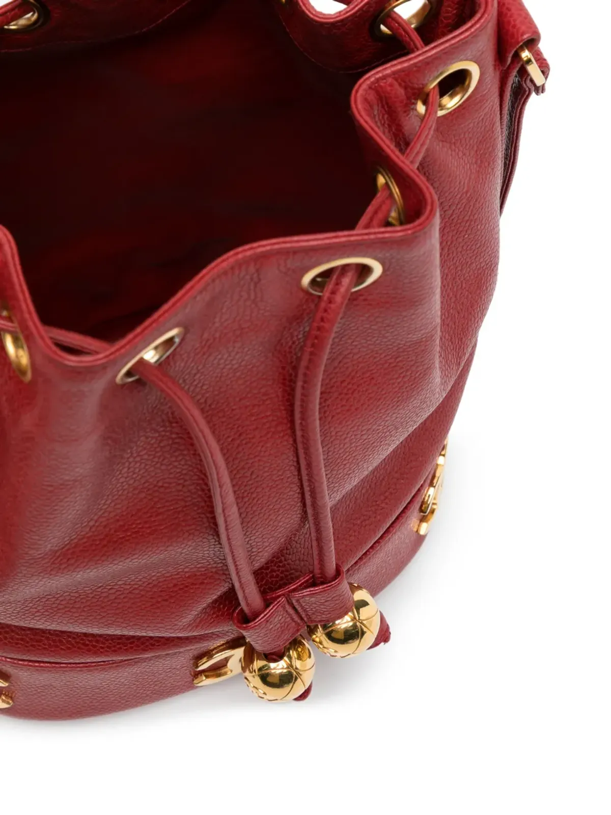 CHANEL ビンテージ トリプルCC レザー バケットバッグ - レッド - 画像5