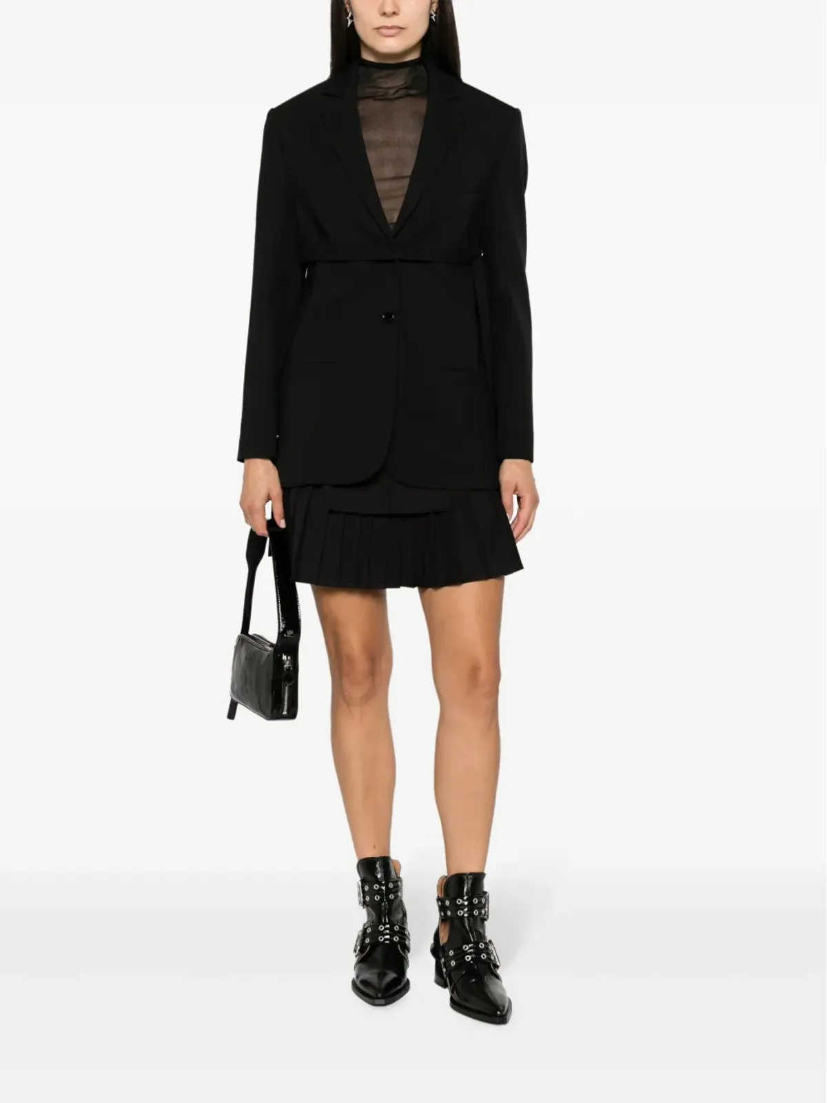 Courrèges ストラップ付きシングルブレストブレザー - ブラック - 画像2