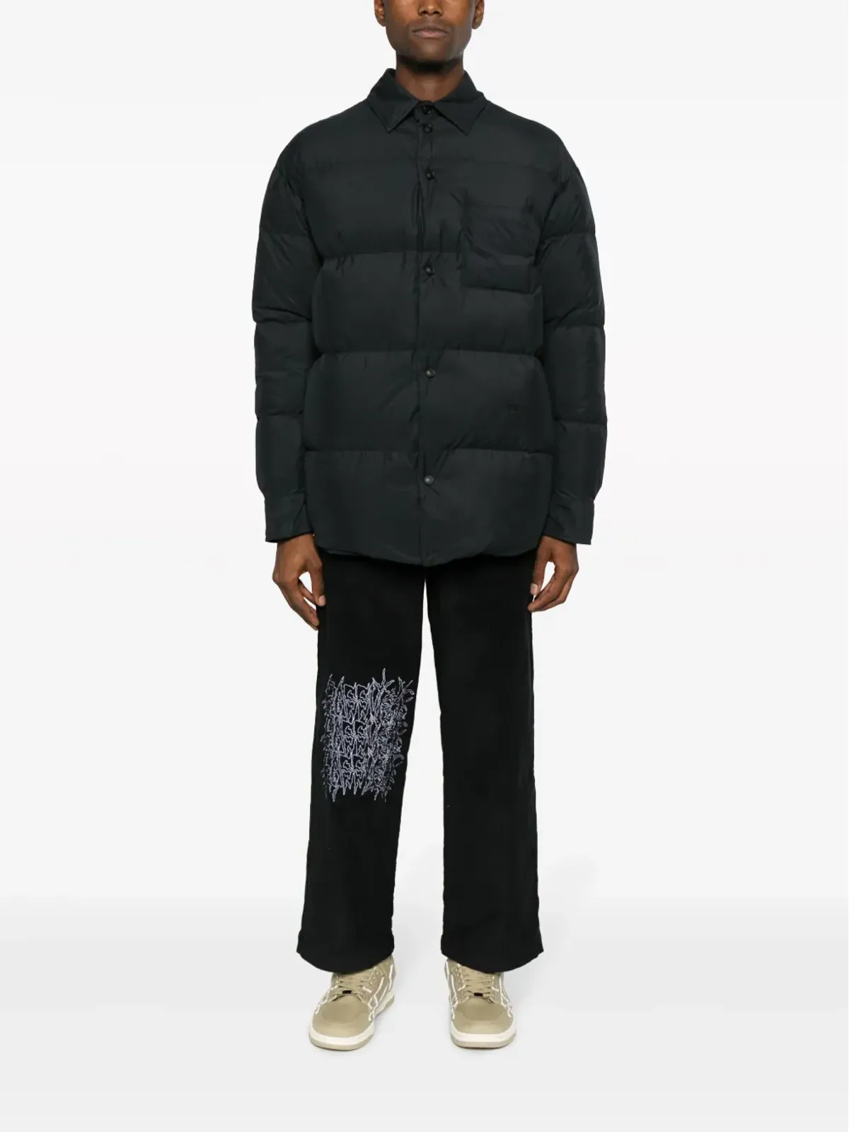 Off-White ボタン前開き ダウンジャケット ブラック - 画像2