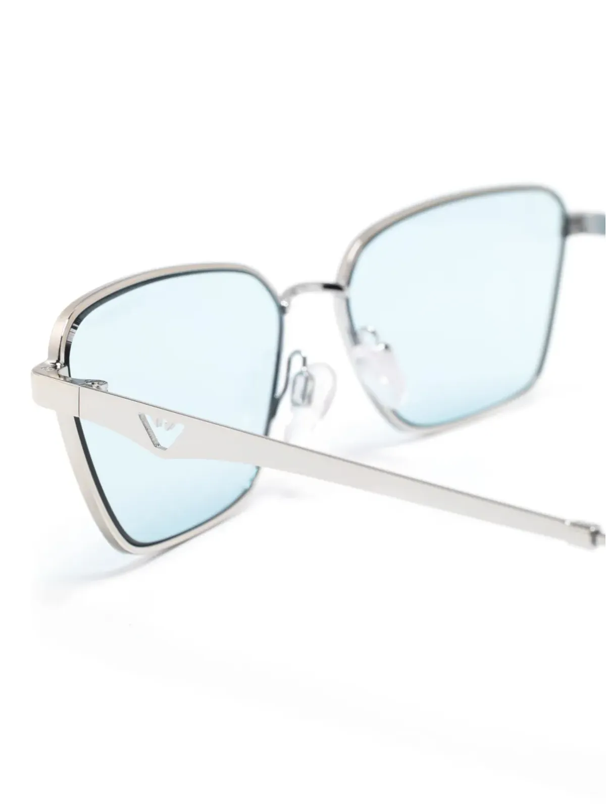 Emporio Armani ロゴ刻印 スクエアフレーム サングラス - シルバー - 画像3
