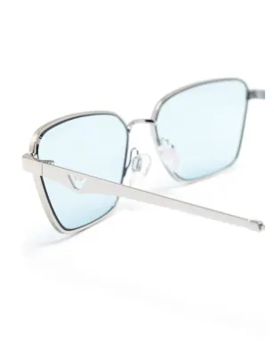 Emporio Armani ロゴ刻印 スクエアフレーム サングラス - シルバー - サムネイル3