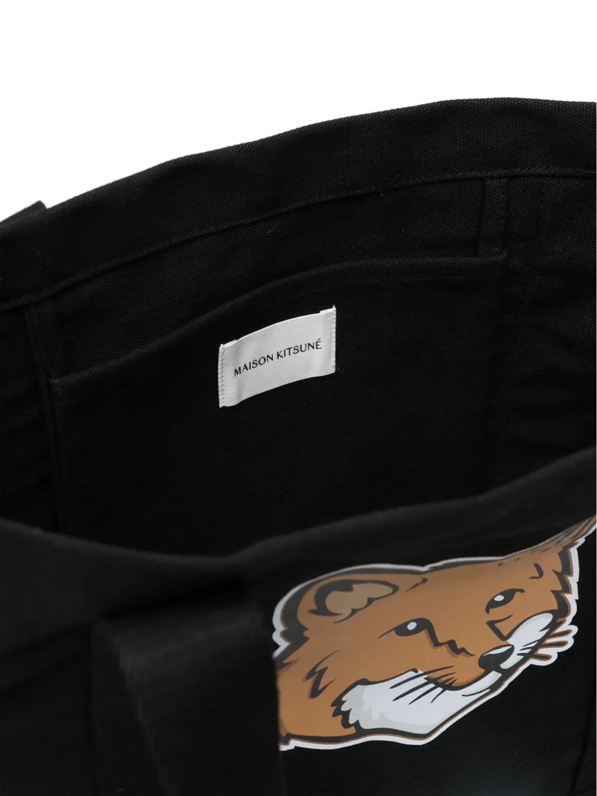 Maison Kitsuné フォックスプリント トートバッグ ブラック - 画像5