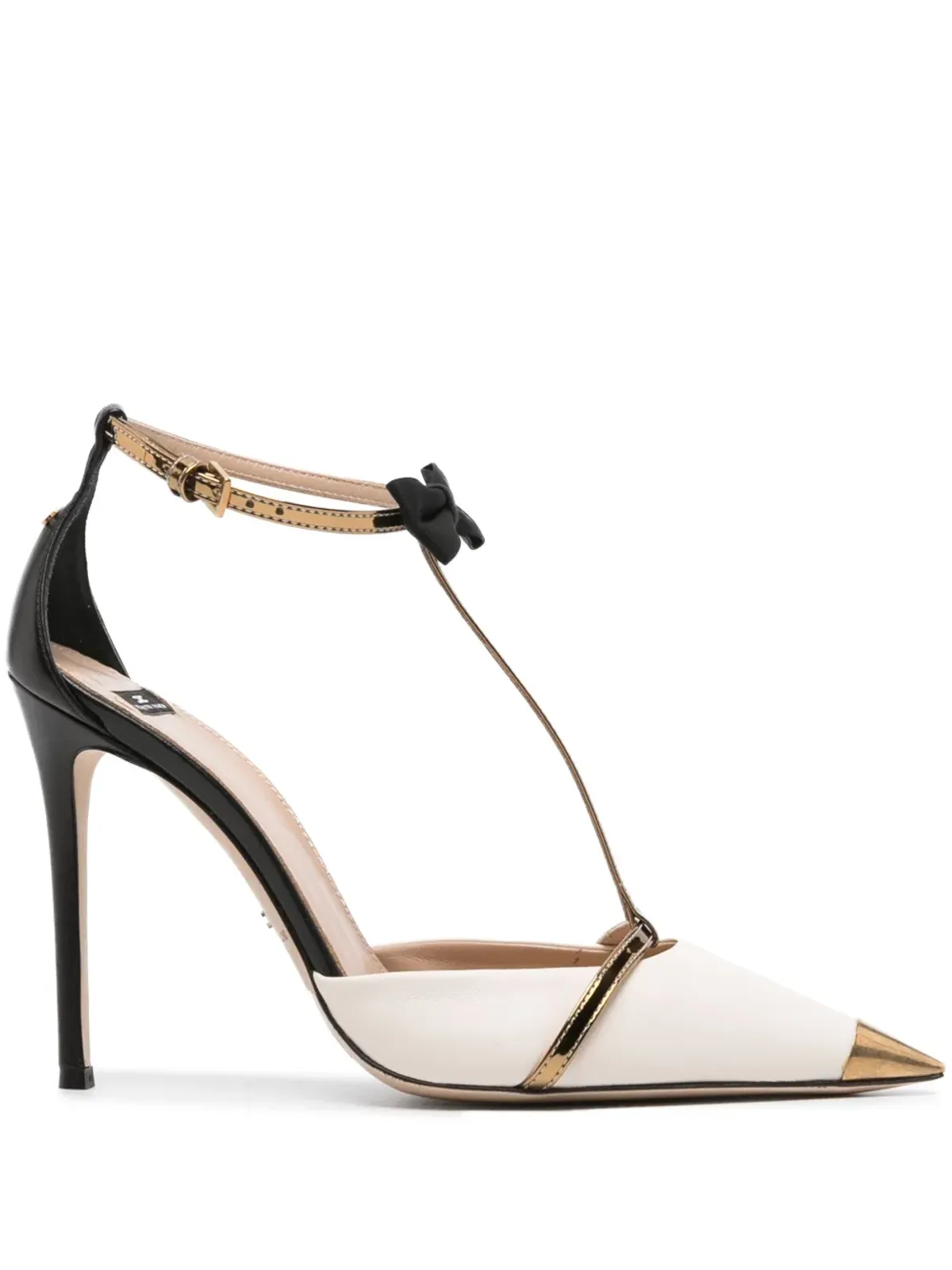 Elisabetta Franchi 105mm リボンディテール レザーポンプ - ニュートラルカラー - 画像1