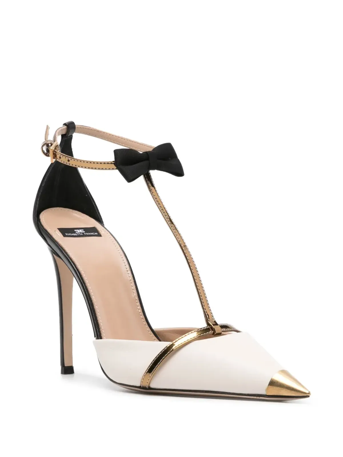 Elisabetta Franchi 105mm リボンディテール レザーポンプ - ニュートラルカラー - 画像2