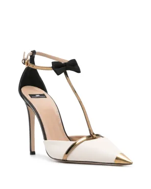 Elisabetta Franchi 105mm リボンディテール レザーポンプ - ニュートラルカラー - サムネイル2