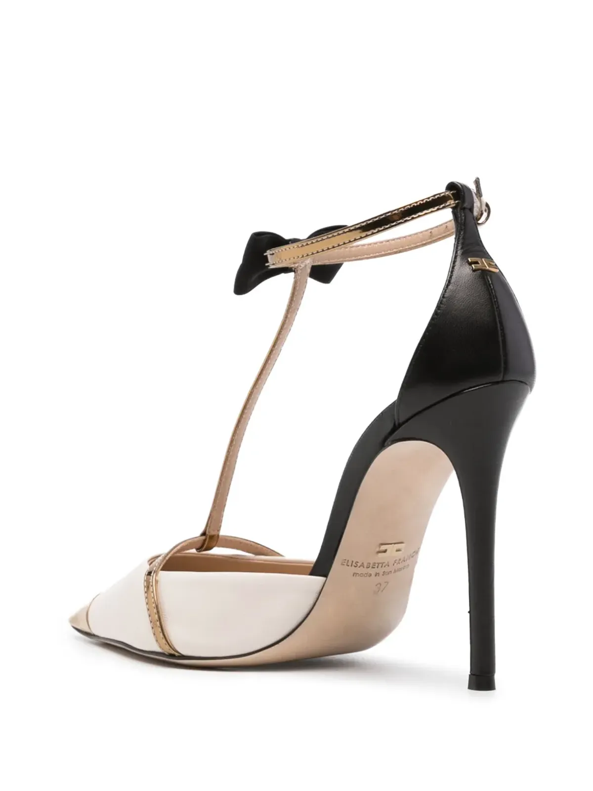 Elisabetta Franchi 105mm リボンディテール レザーポンプ - ニュートラルカラー - 画像3