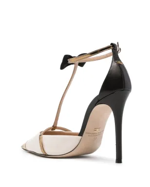 Elisabetta Franchi 105mm リボンディテール レザーポンプ - ニュートラルカラー - サムネイル3