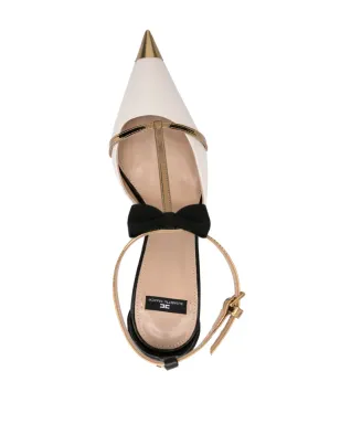 Elisabetta Franchi 105mm リボンディテール レザーポンプ - ニュートラルカラー - サムネイル4