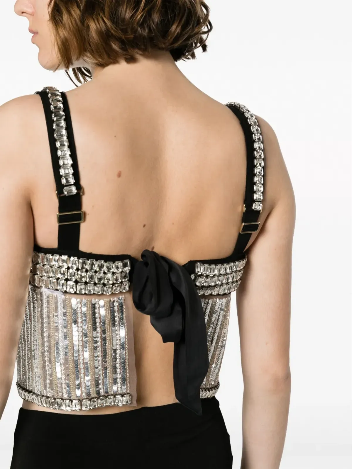 Elisabetta Franchi クリスタル装飾のクロップドタンクトップ - シルバー - 画像5