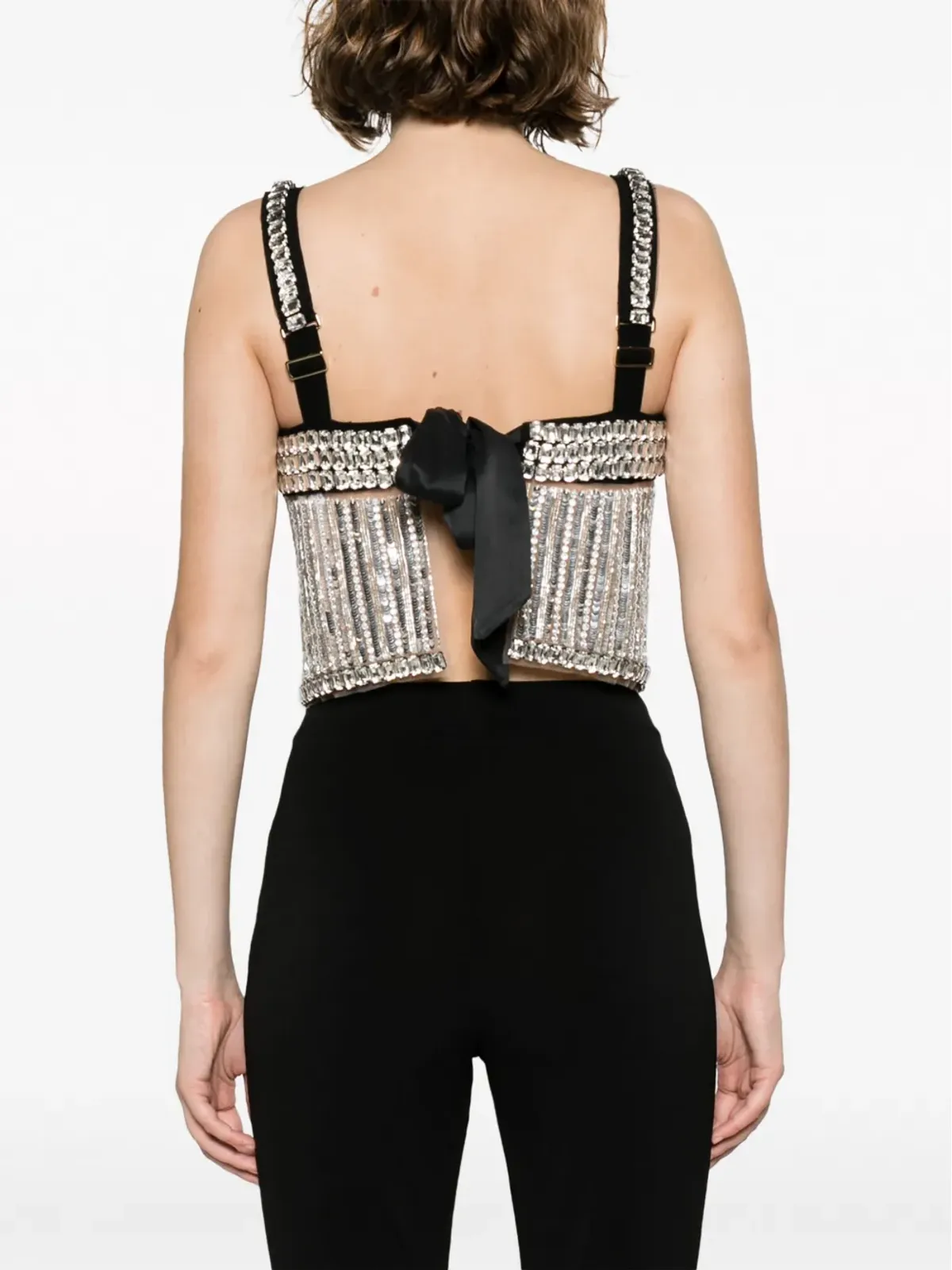 Elisabetta Franchi クリスタル装飾のクロップドタンクトップ - シルバー - 画像4