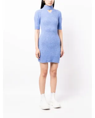 Patou カットアウトディテリング付き半袖ワンピース - ブルー - サムネイル3