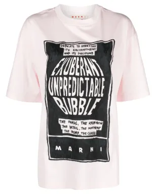 Marni スローガンプリント コットンTシャツ ピンク - サムネイル1