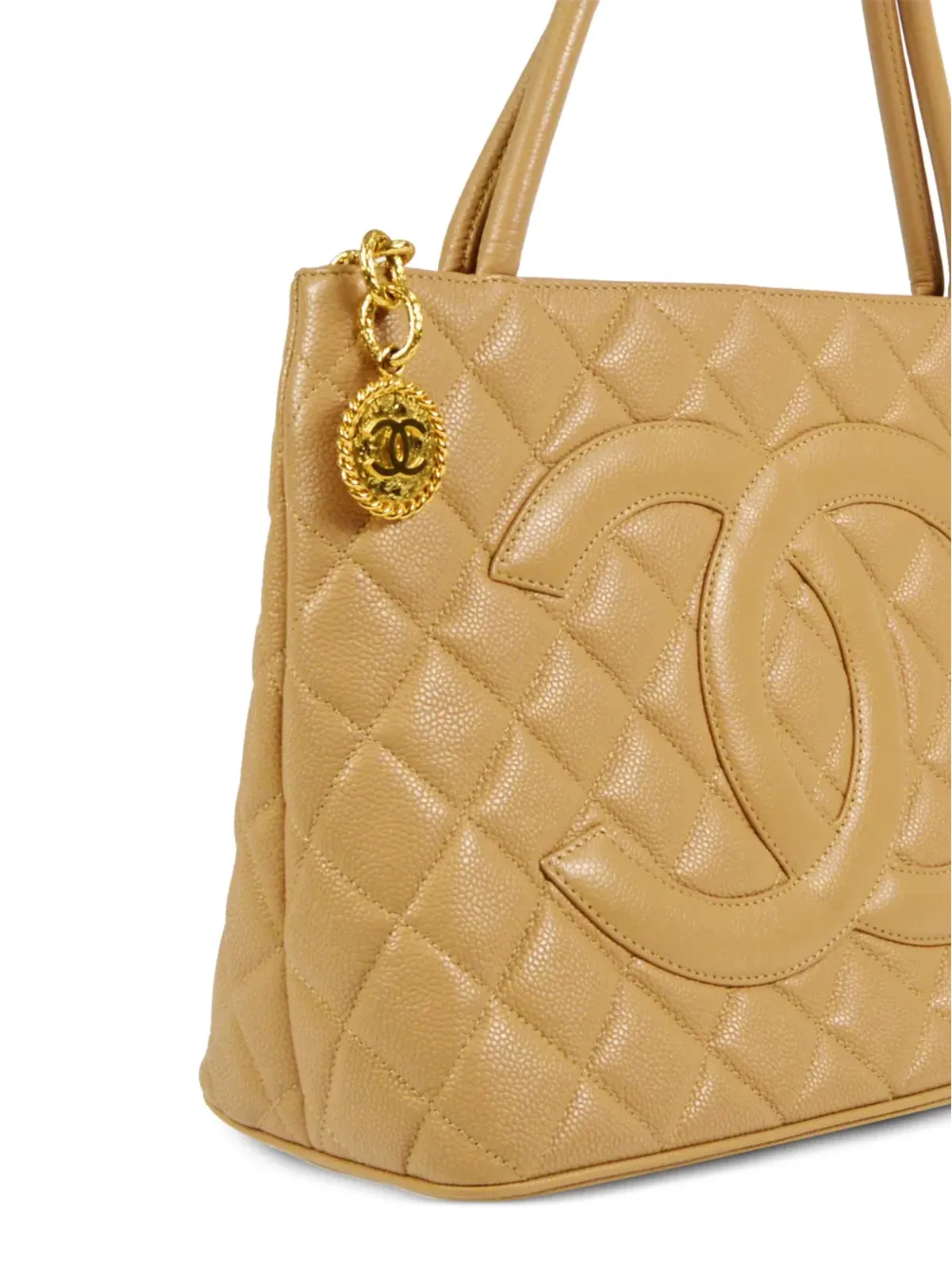 CHANEL ビンテージ 2002 メダリオン キルテッド トートバッグ - 画像3