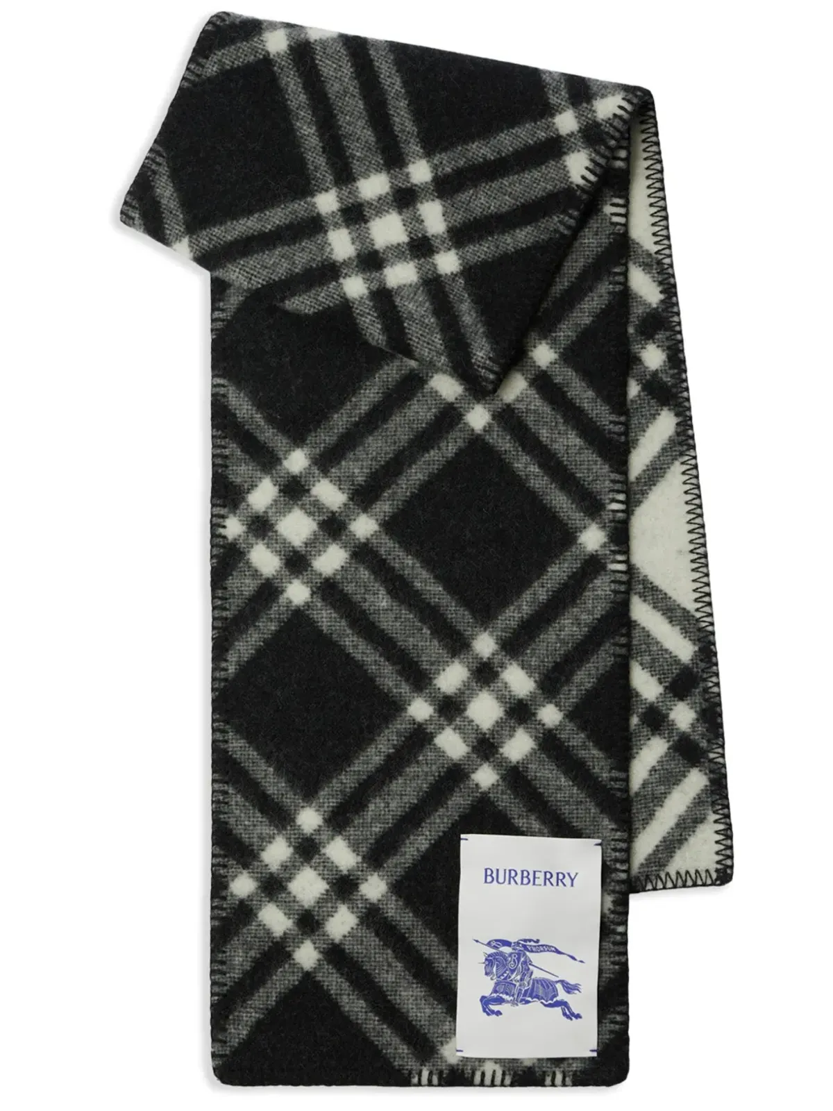 Burberry ビンテージチェック柄ウールスカーフ - ブラック - 画像1