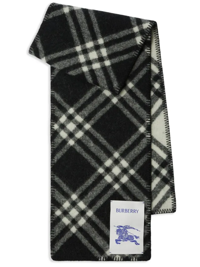 Burberry Burberry ビンテージチェック柄ウールスカーフ - ブラックの商品画像
