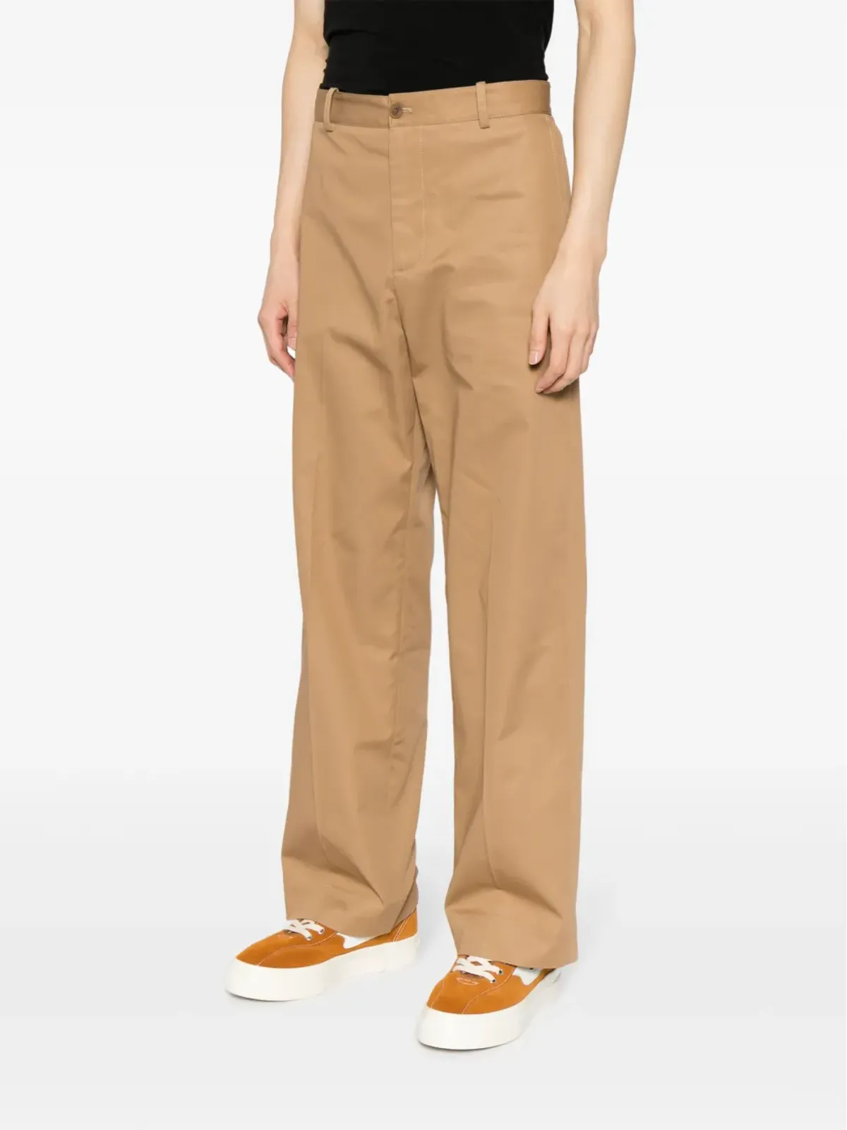 Maison Kitsuné ミッドライズストレートパンツ コットン ブラウン - 画像3