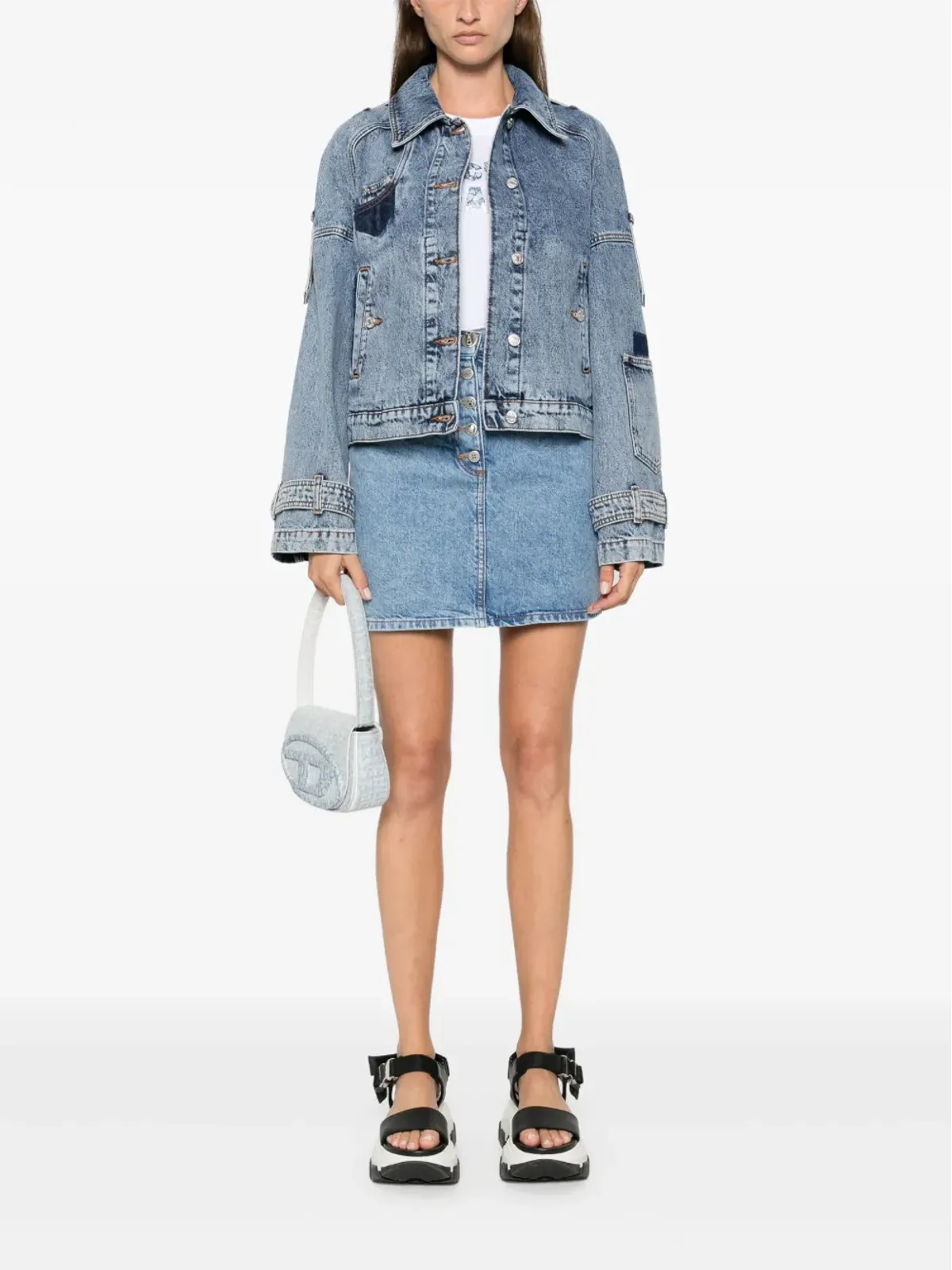 Moschino ロゴ刻印ボタン付きデニムスカート - 画像2
