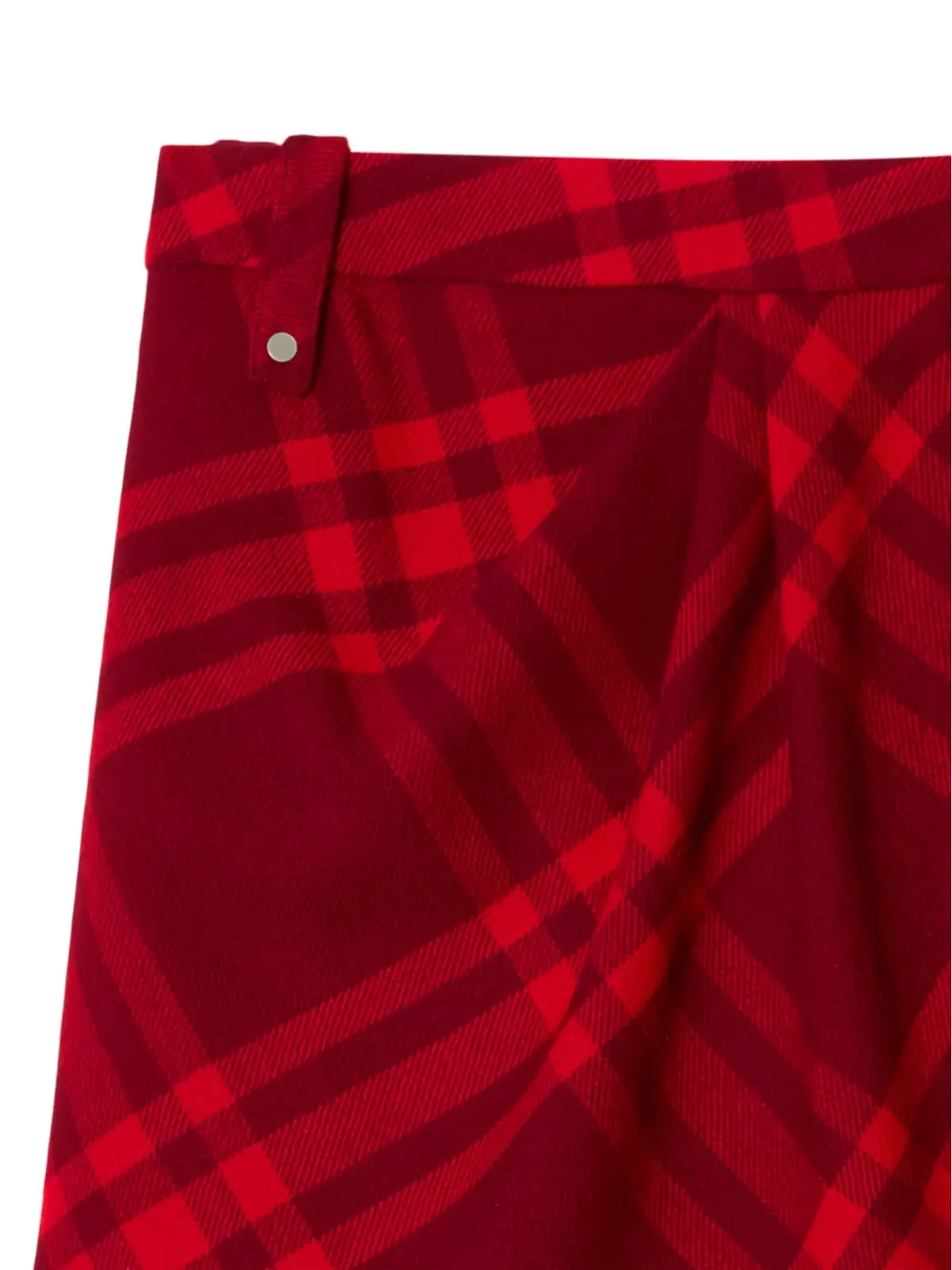 Burberry チェック柄ウールミニスカート レッド - 画像2
