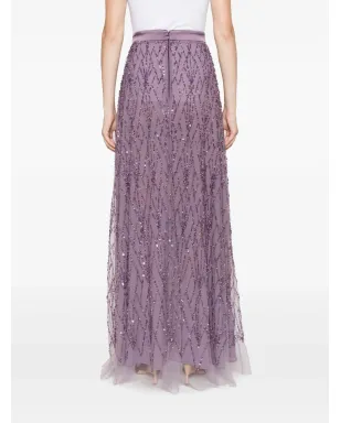 Elisabetta Franchi スパンコール付きチュールマキシスカート - パープル - サムネイル4