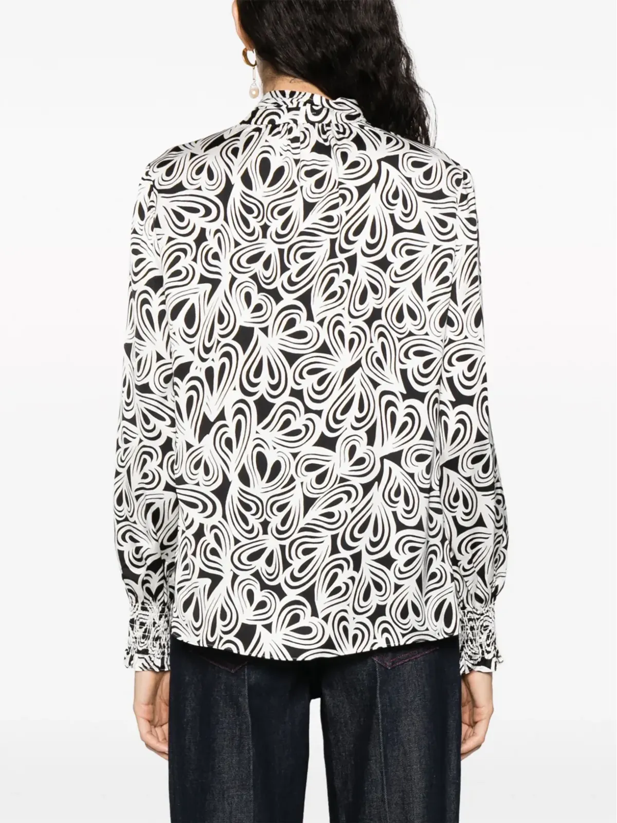 DVF Diane von Furstenberg Tinaハート柄シャツ（ブラック） - 画像4